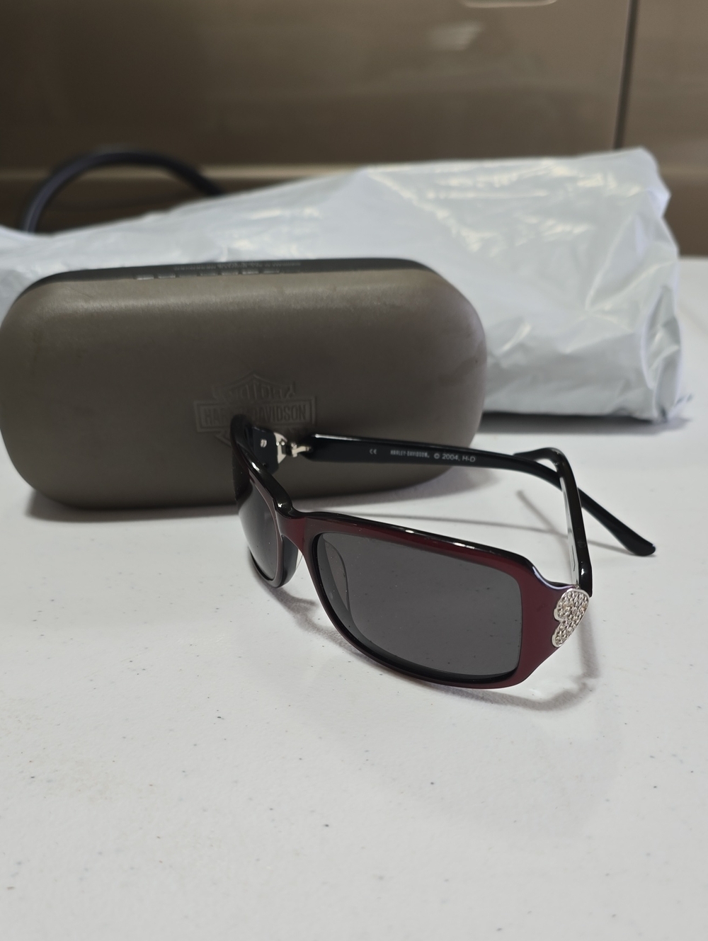 Womans Harley-Davidson Sun Glasses, Barley Worn , Rose With Bling Heart